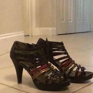 Madden Girl Black and Red Strappy Heels